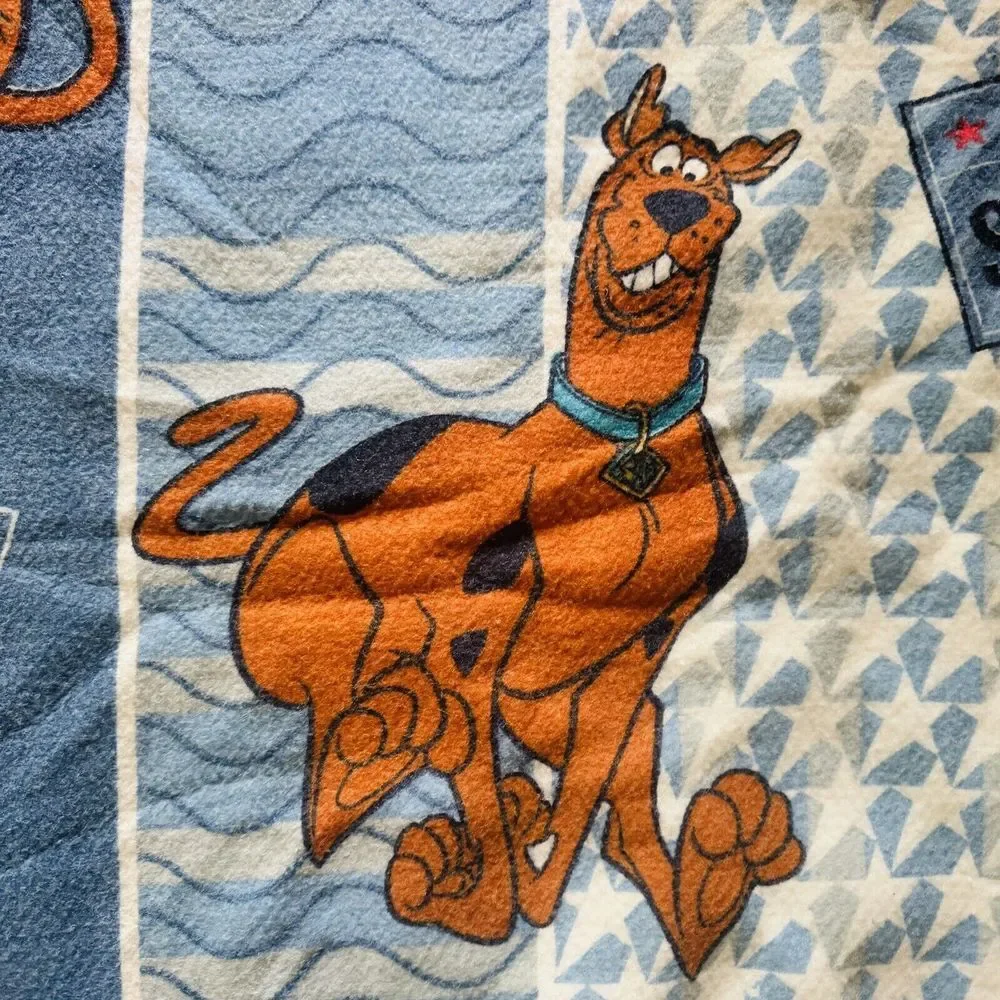 Scooby-Doo Heritage Fleece Blanket Blue Star Pattern Throw Cartoon Vintage